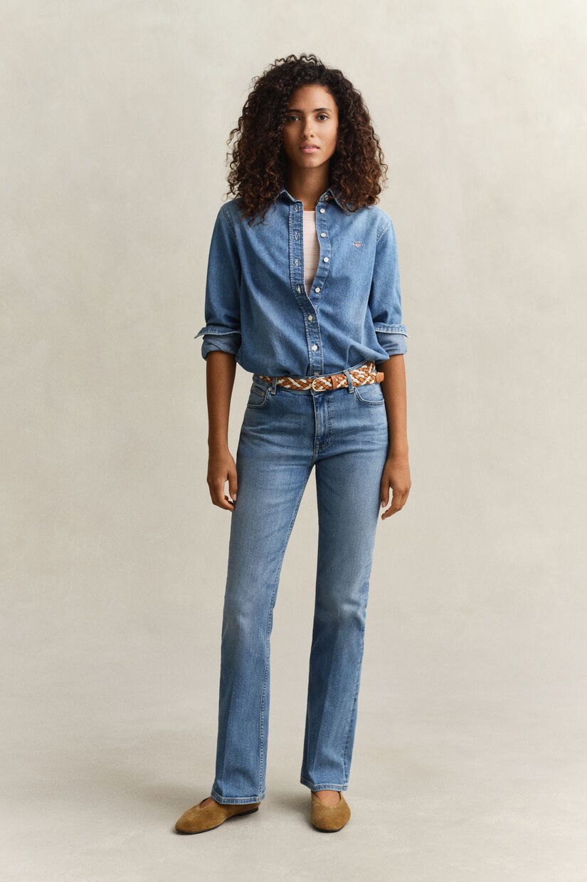 Jean stretch coupe slim &eacute;vas&eacute;