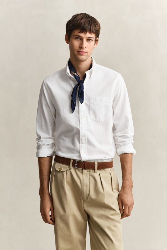 Chemise dobby en coton Oxford classique &agrave; rayures