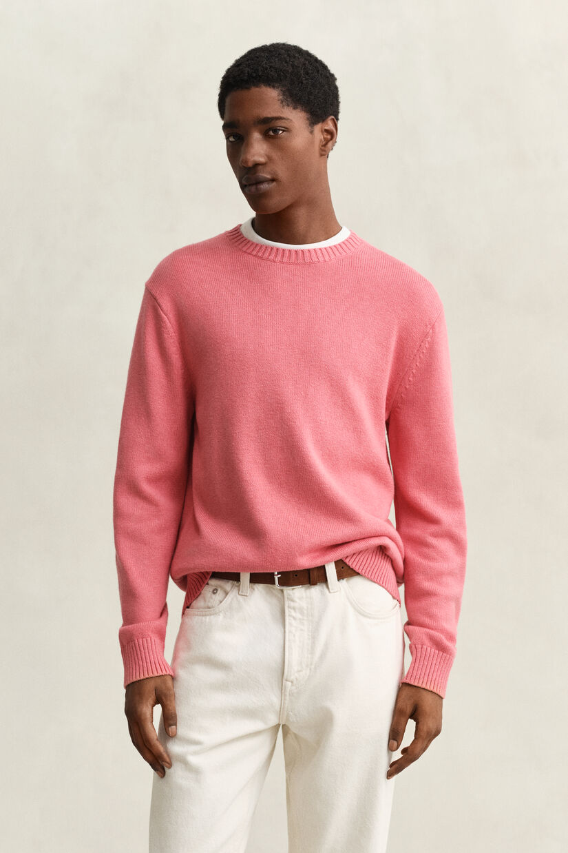 Pull col rond en coton m&eacute;lang&eacute;
