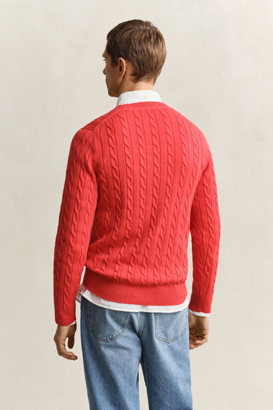Pull col rond en maille de coton torsad&eacute;e