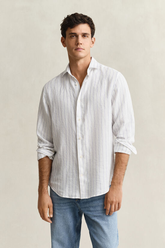Chemise en lin &agrave; rayures