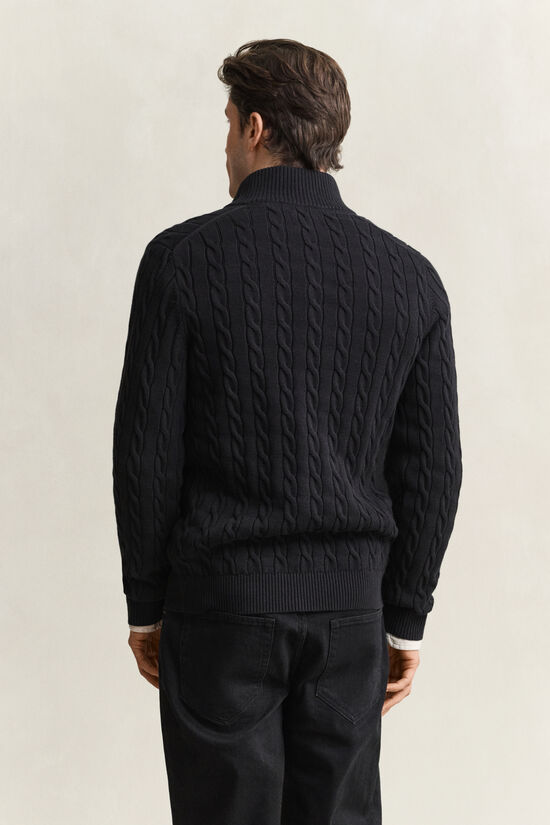 Pull &agrave; demi-zip en maille de coton torsad&eacute;e