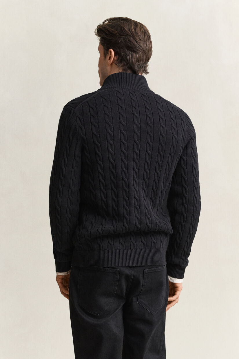 Pull &agrave; demi-zip en maille de coton torsad&eacute;e