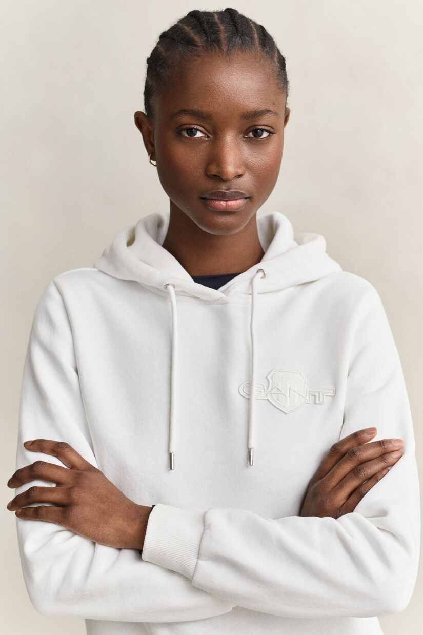 Sweat &agrave; capuche avec &eacute;cusson ton sur ton