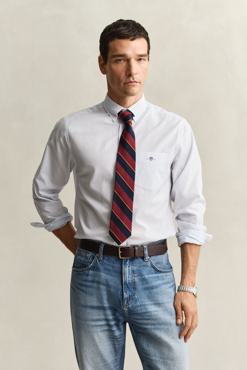 Chemise en popeline classique &agrave; rayures Banker