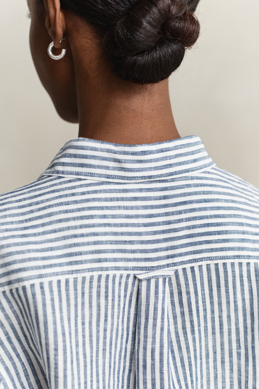 Chemise regular fit en lin &agrave; rayures