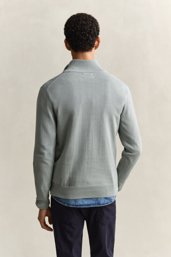 Pull &agrave; demi-zip en coton classique