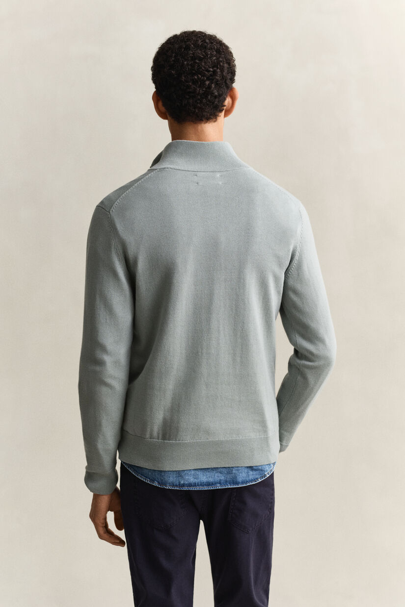 Pull &agrave; demi-zip en coton classique