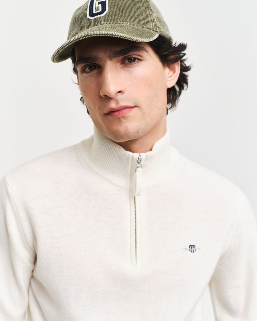 Pull &agrave; demi-zip en laine d'agneau ultra-fine