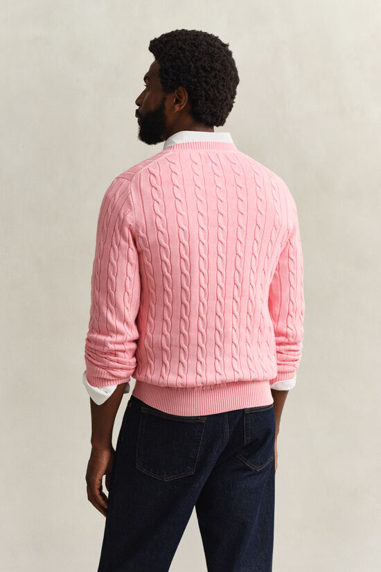 Pull col rond en maille de coton torsad&eacute;e