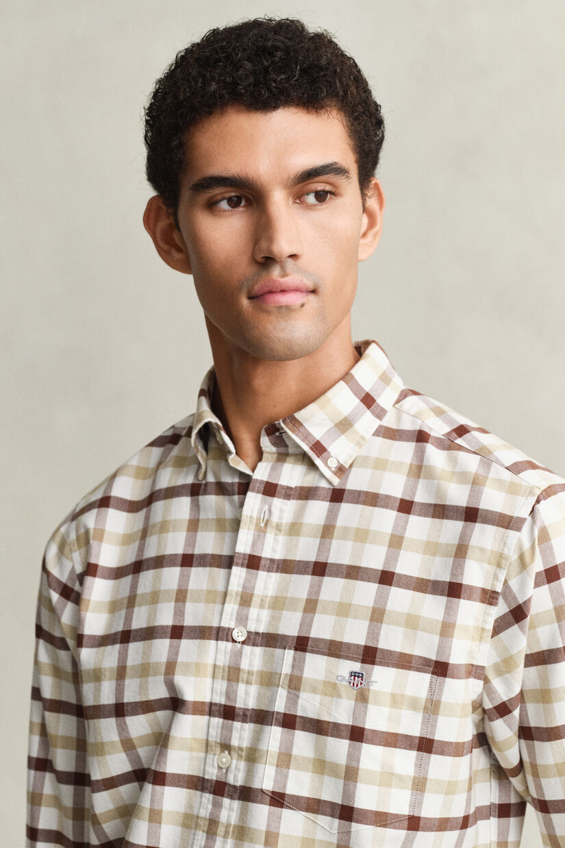 Chemise coupe regular en coton Oxford &agrave; carreaux