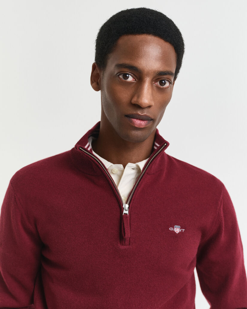 Pull &agrave; demi-zip en laine d'agneau ultra-fine