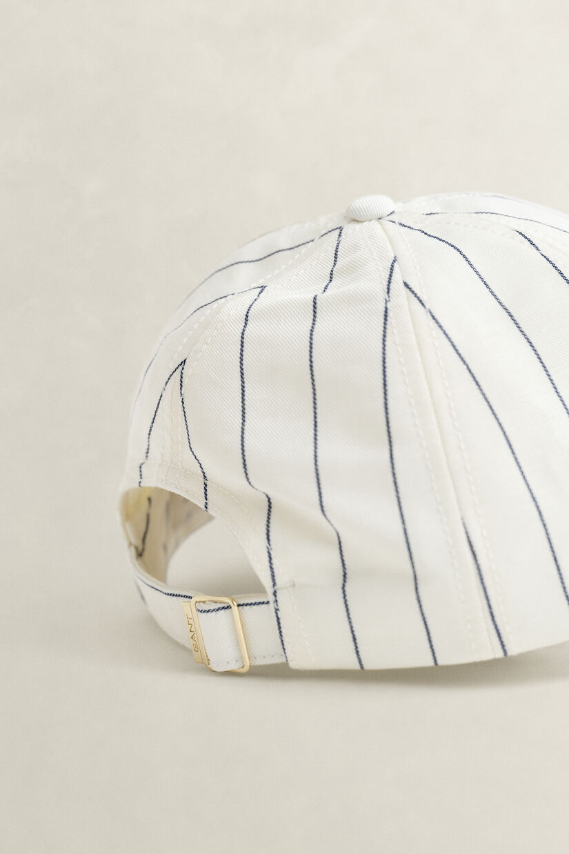 Casquette en lin m&eacute;lang&eacute; &agrave; rayures