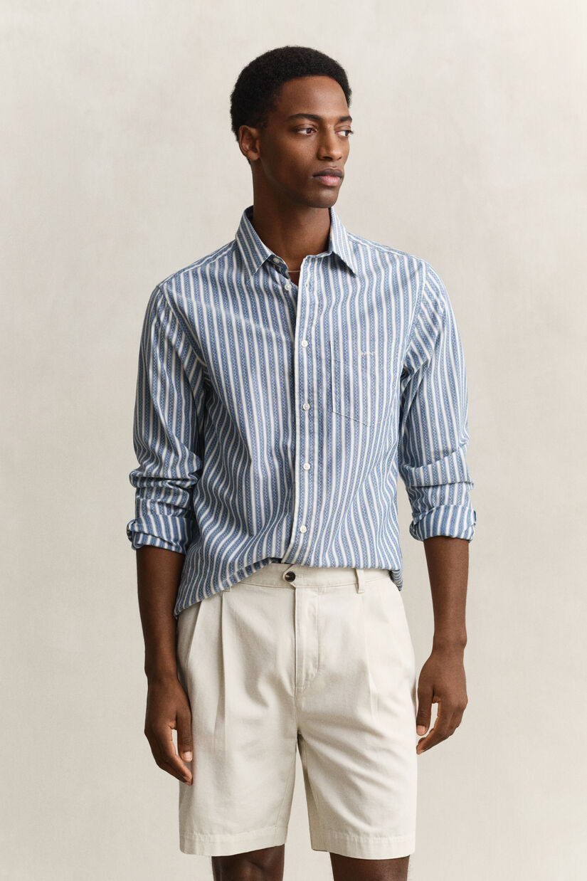 Chemise coupe regular &agrave; rayures dobby
