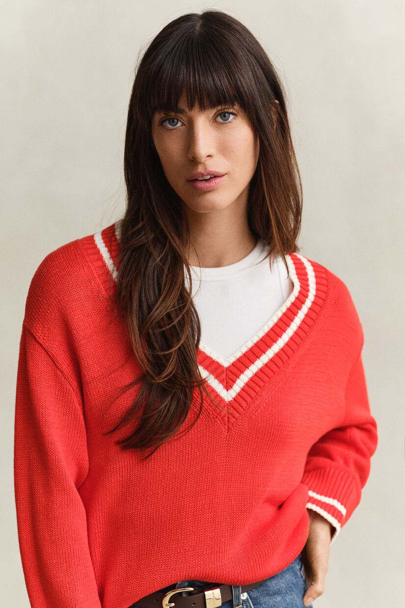 Pull col V en coton