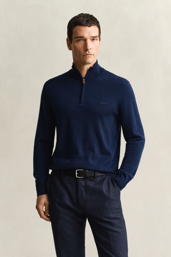 Pull &agrave; demi-zip en laine m&eacute;rinos