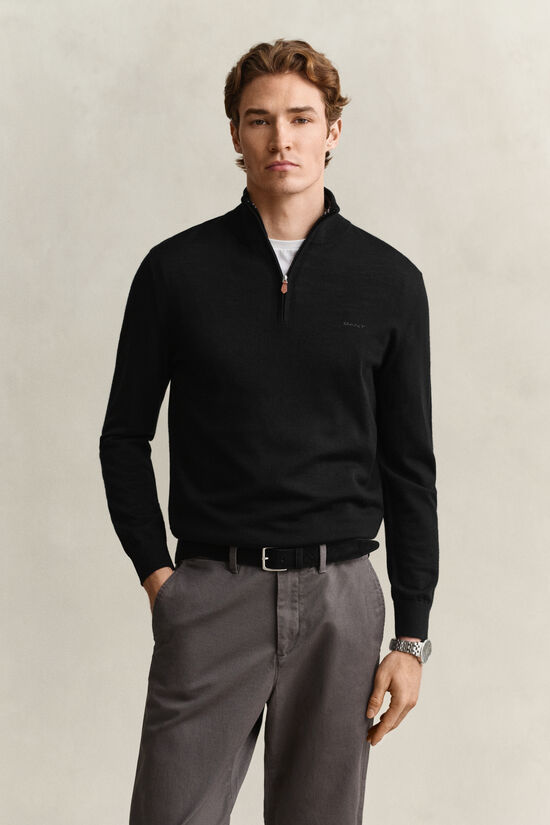 Pull &agrave; demi-zip en laine m&eacute;rinos