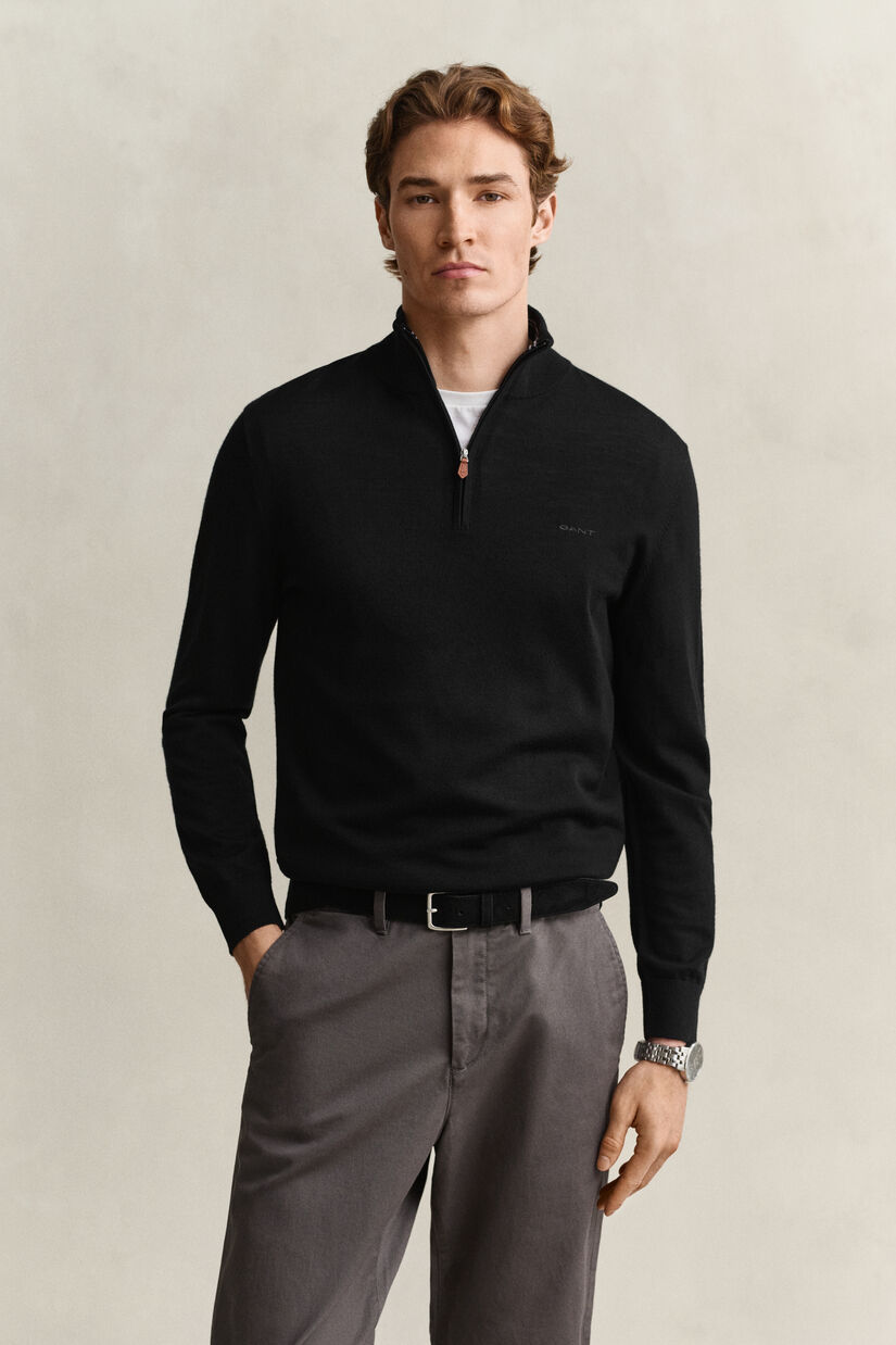 Pull &agrave; demi-zip en laine m&eacute;rinos