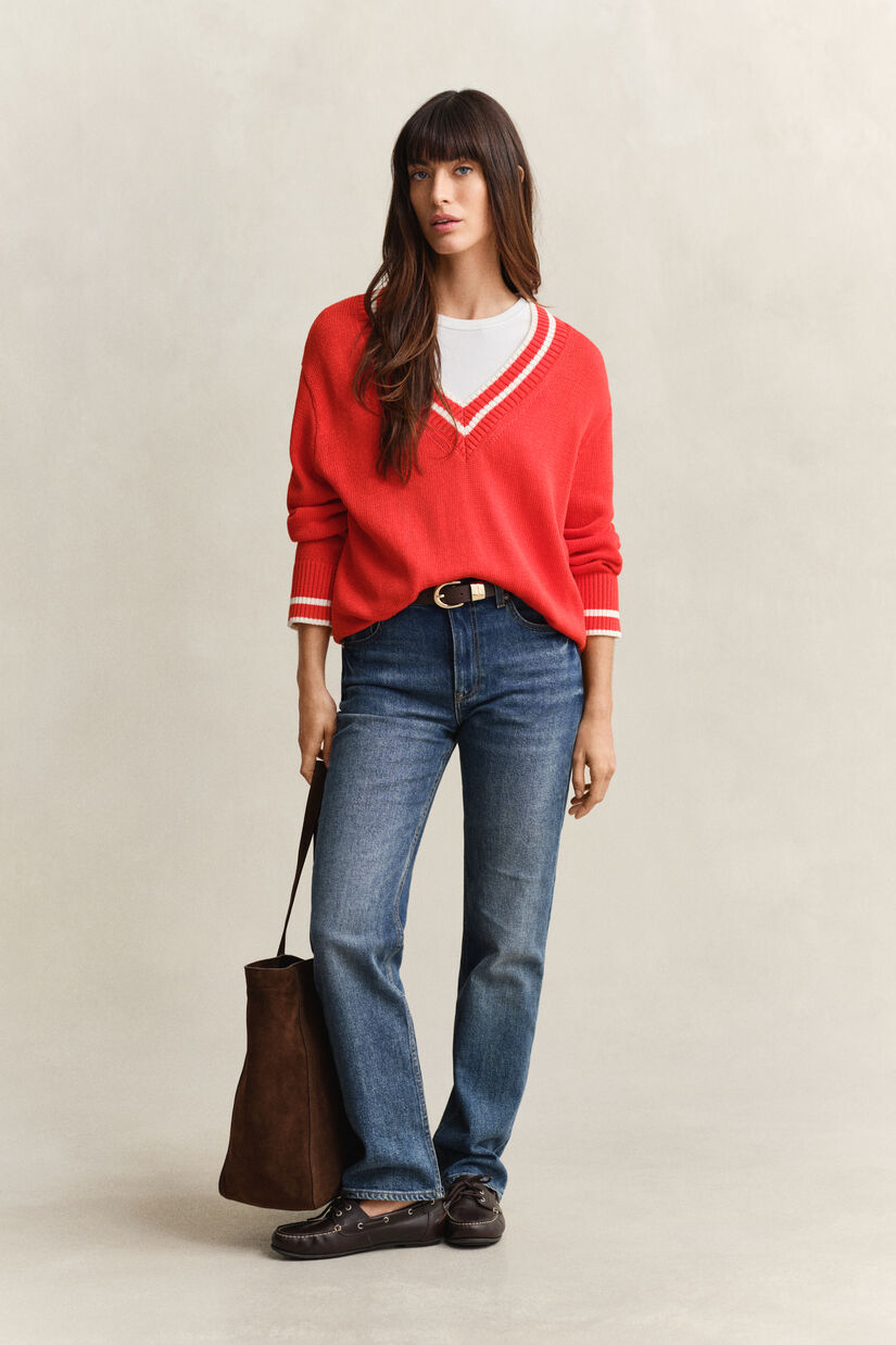 Pull col V en coton