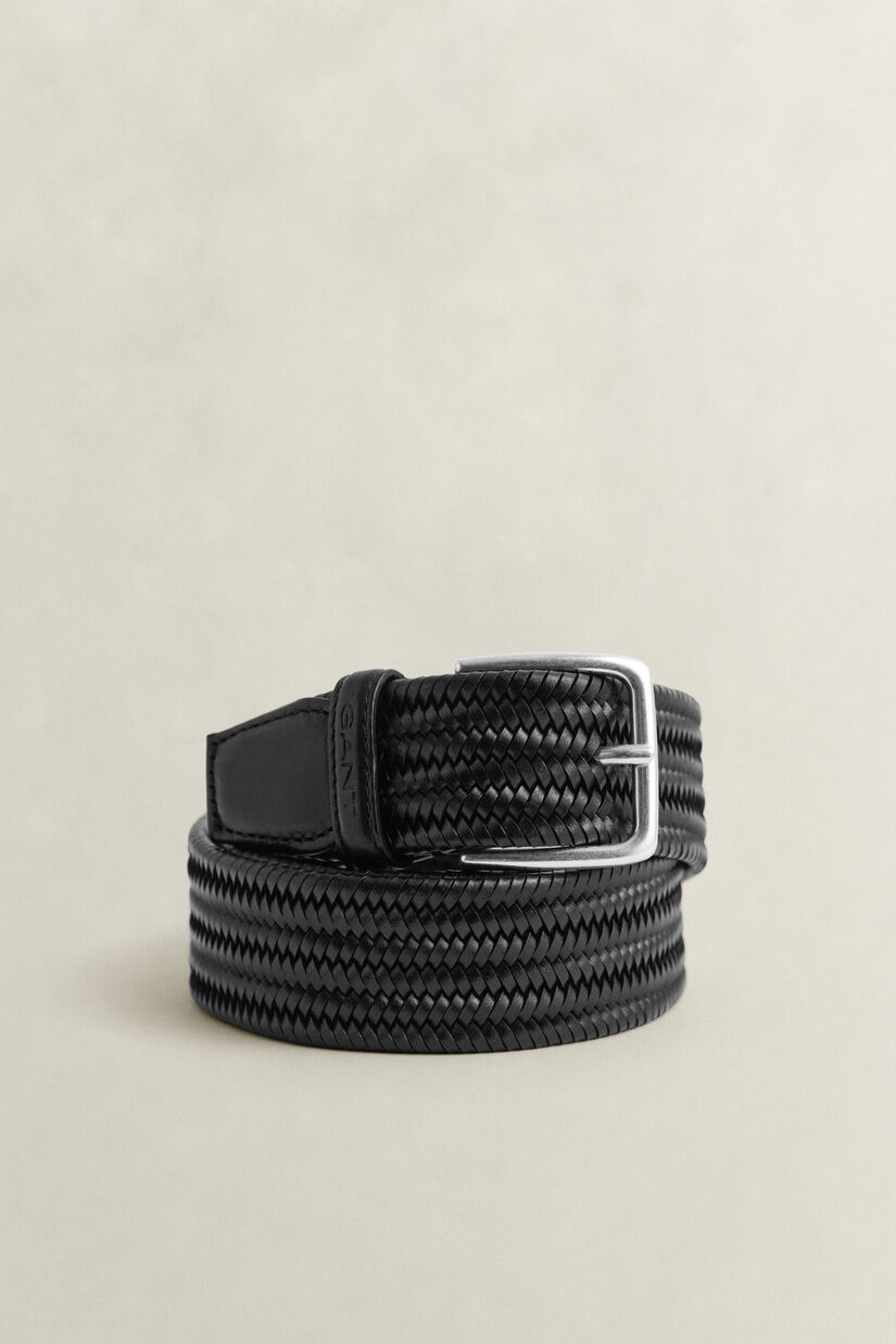 Ceinture &eacute;lastique en cuir tress&eacute;