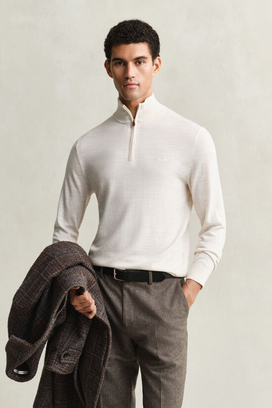 Pull &agrave; demi-zip en laine m&eacute;rinos
