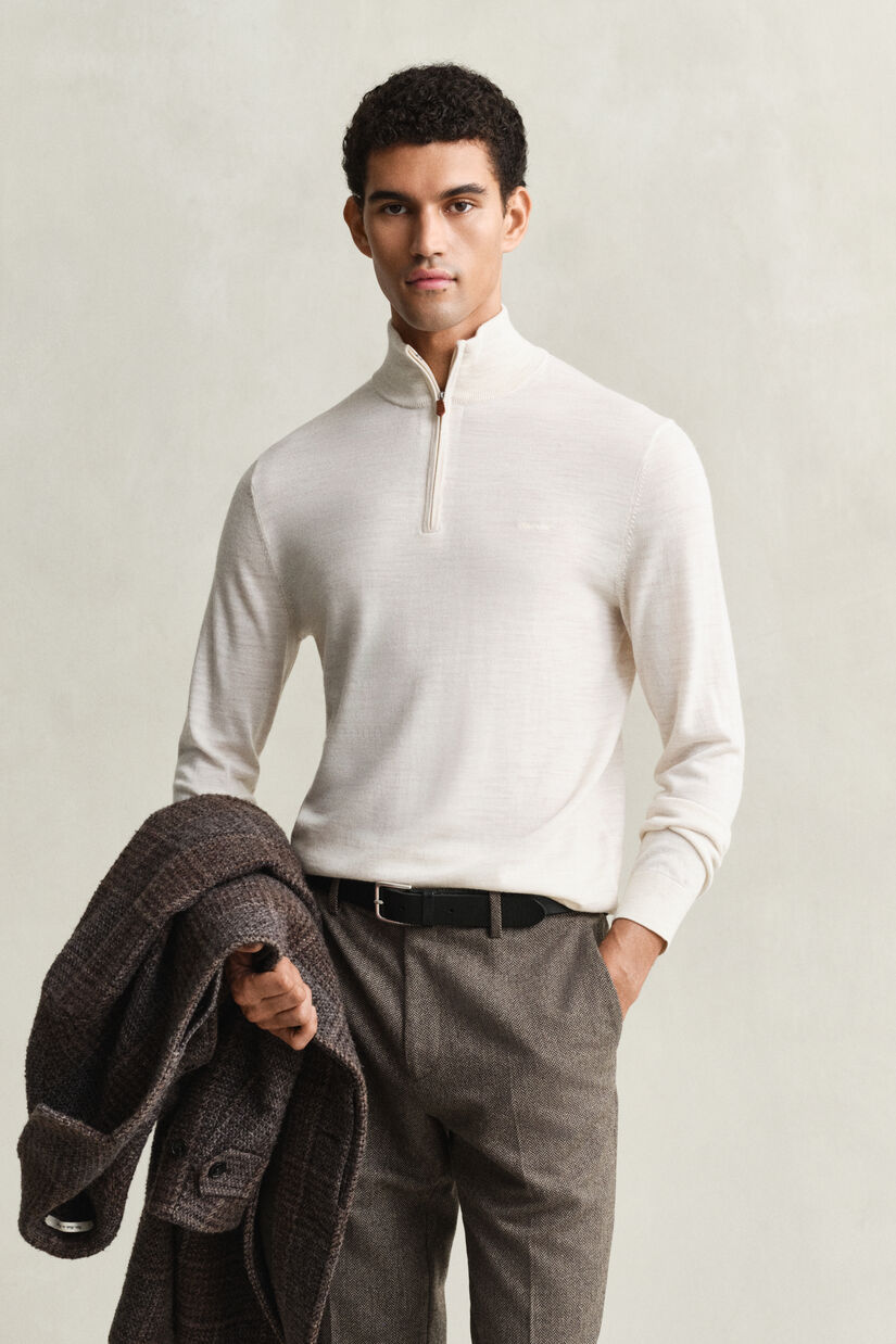 Pull &agrave; demi-zip en laine m&eacute;rinos