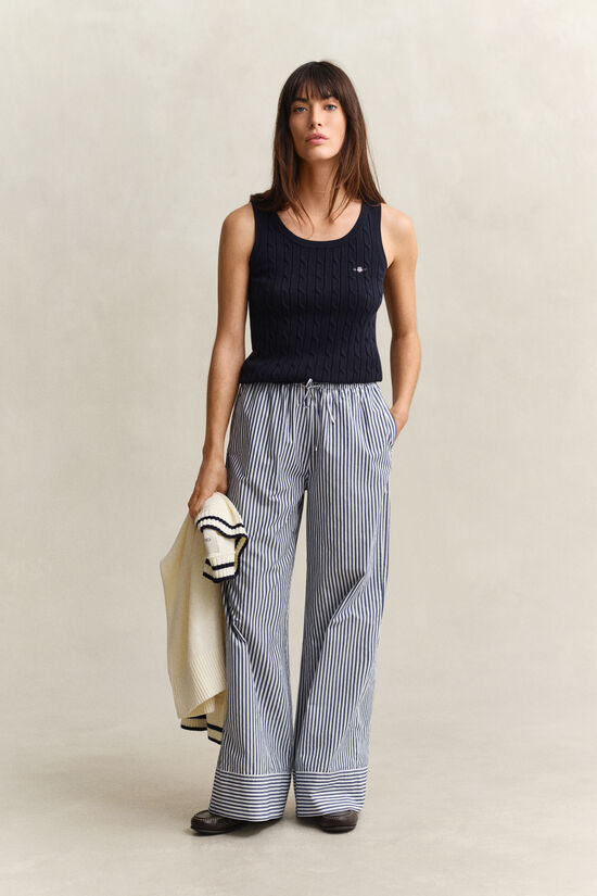 Pantalon en popeline &agrave; rayures