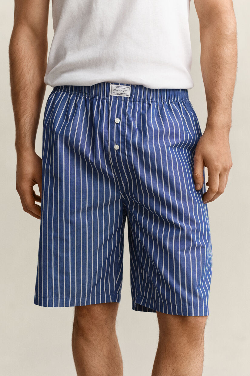 Short de pyjama en popeline &agrave; rayures
