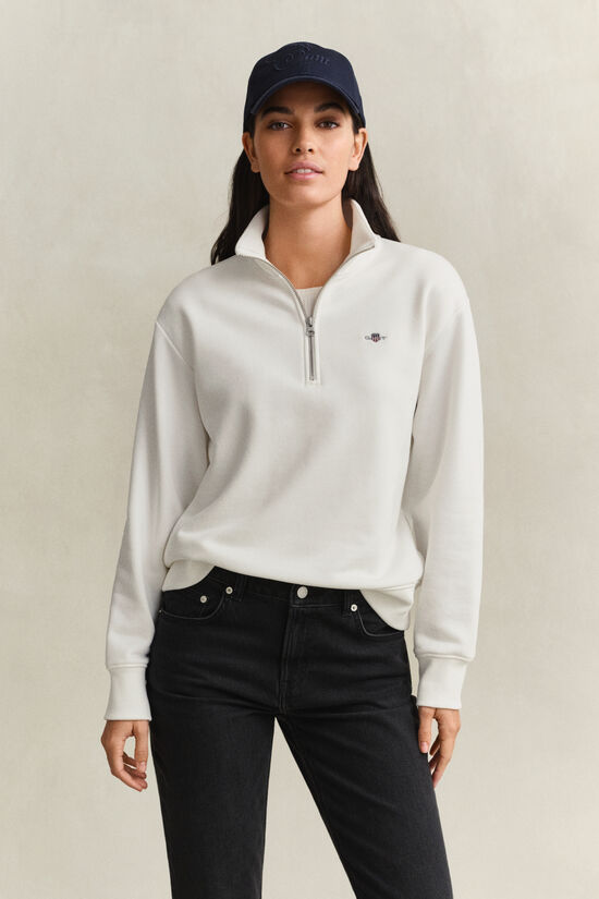 Sweat-shirt &agrave; demi-zip avec &eacute;cusson