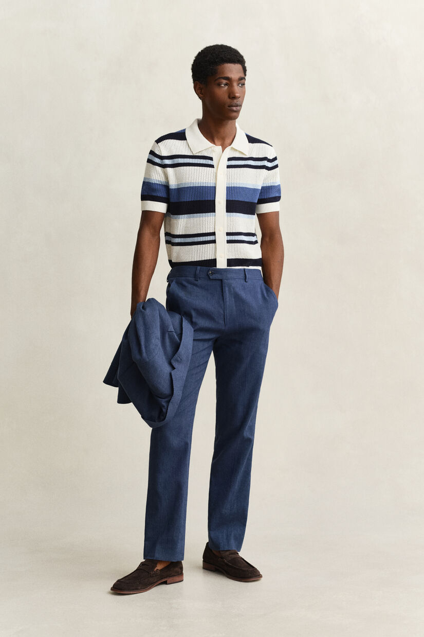 Pantalon de costume en lin m&eacute;lang&eacute;