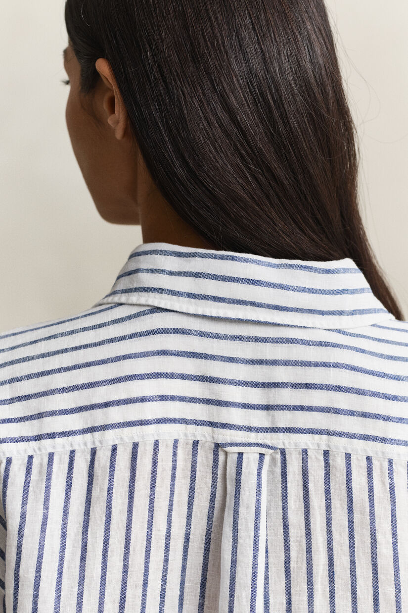 Chemise relaxed fit en lin &agrave; rayures