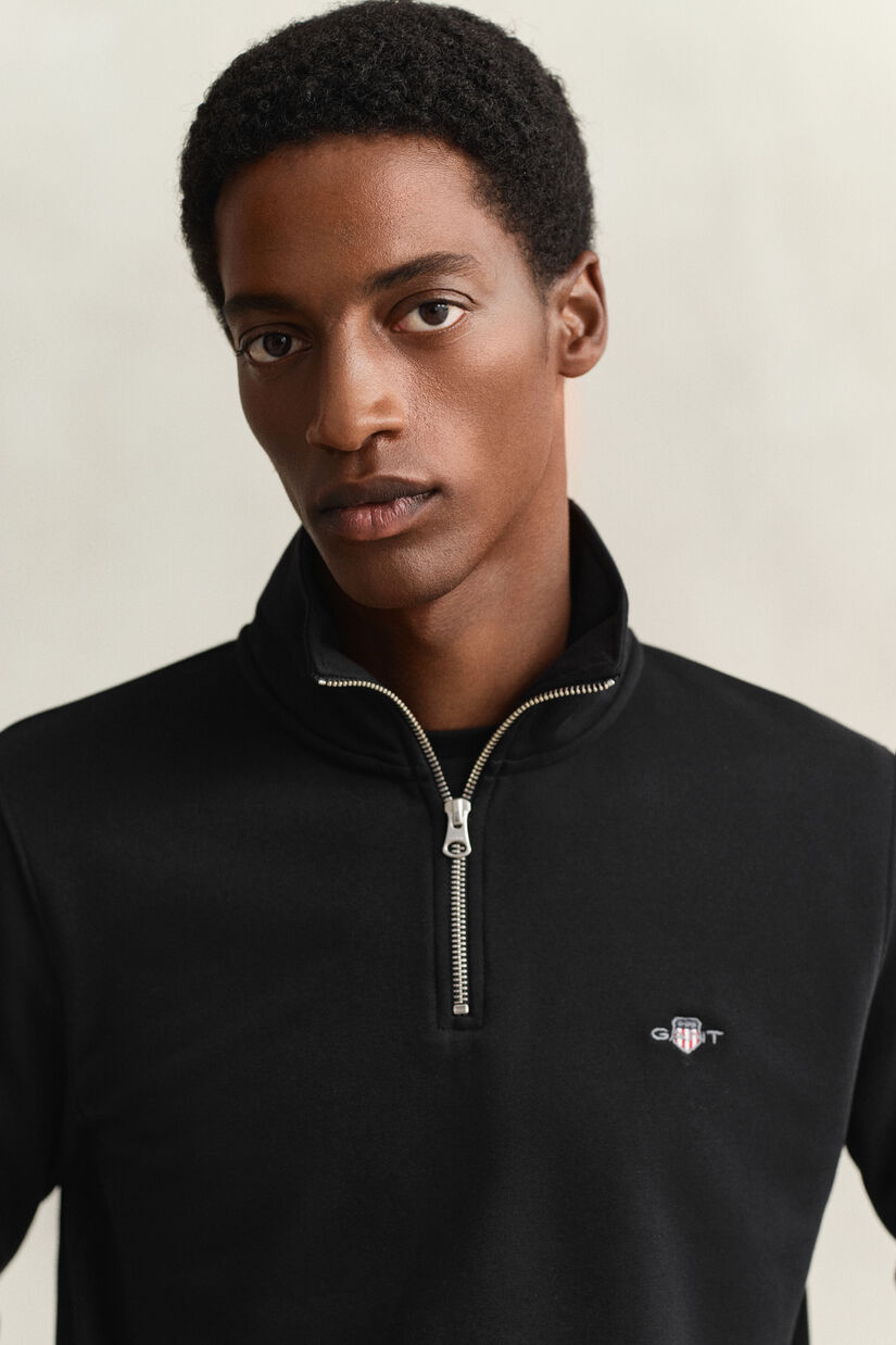 Sweat-shirt &agrave; demi-zip avec &eacute;cusson