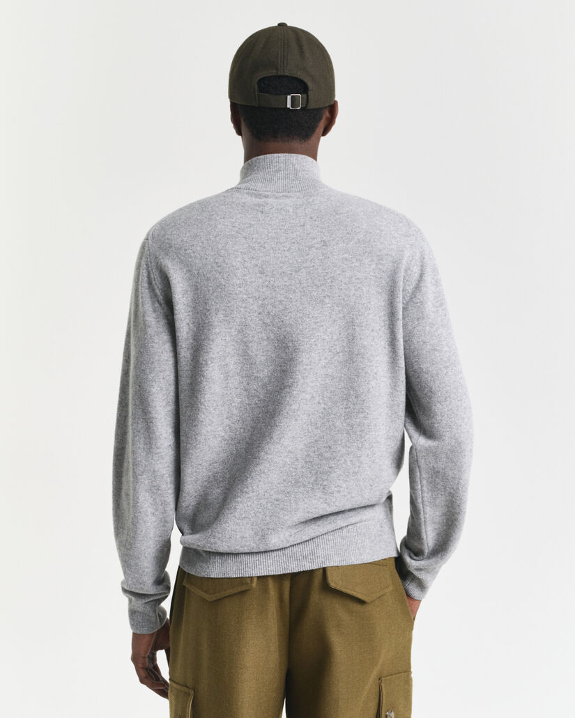 Pull &agrave; demi-zip en laine d'agneau ultra-fine