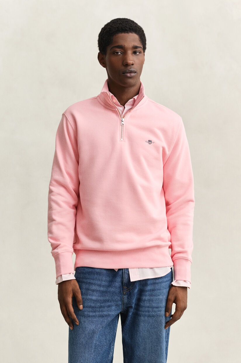 Sweat-shirt &agrave; demi-zip avec &eacute;cusson