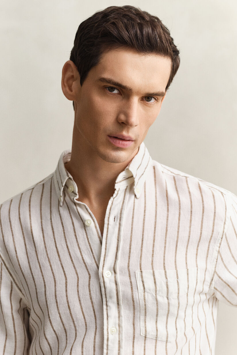 Chemise en lin m&eacute;lang&eacute; &agrave; rayures