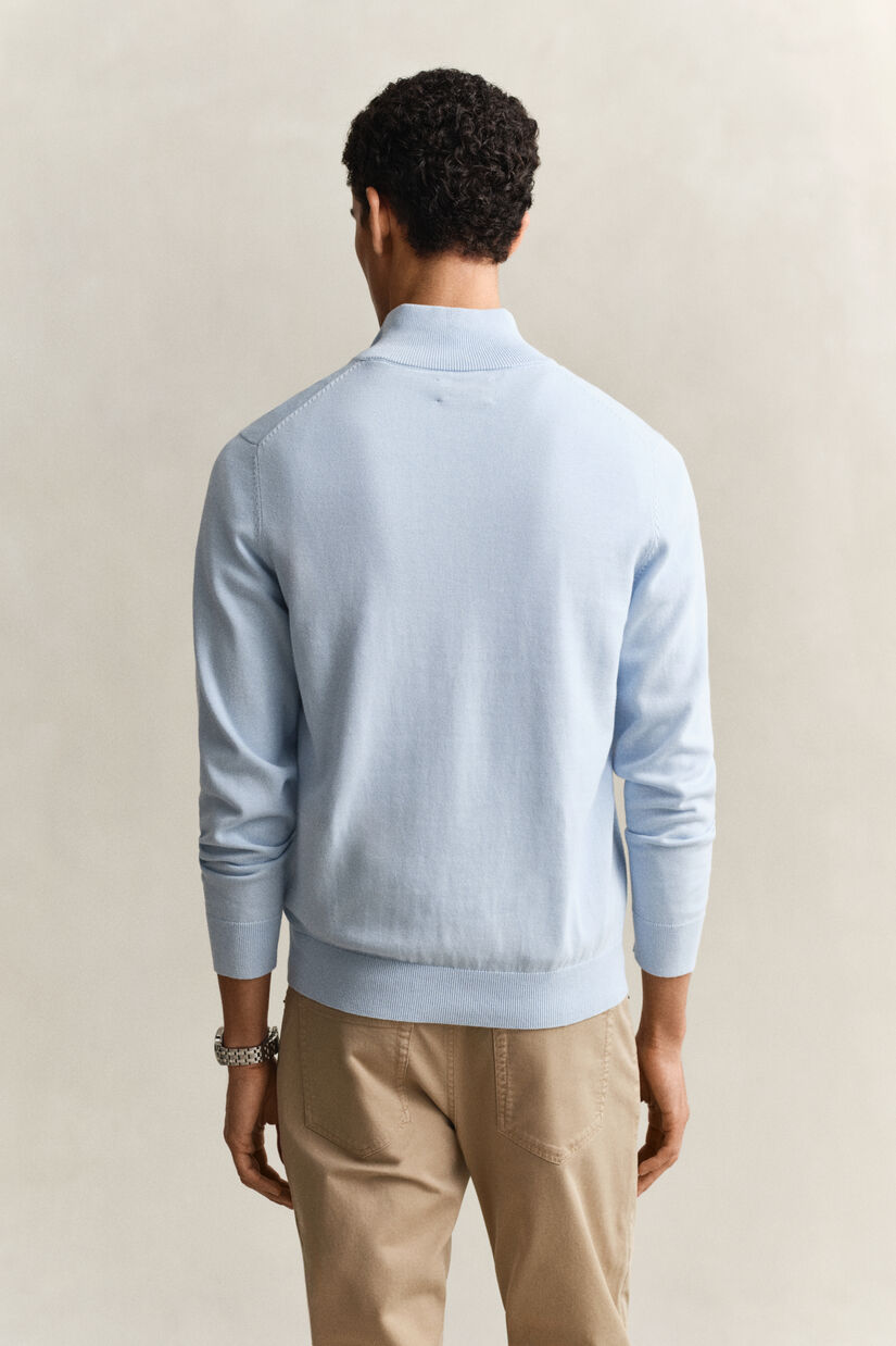 Pull &agrave; demi-zip en coton classique