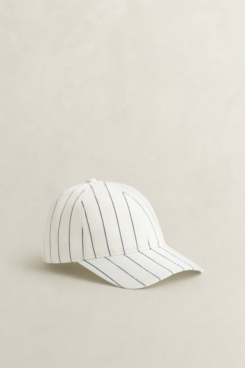Casquette en lin m&eacute;lang&eacute; &agrave; rayures