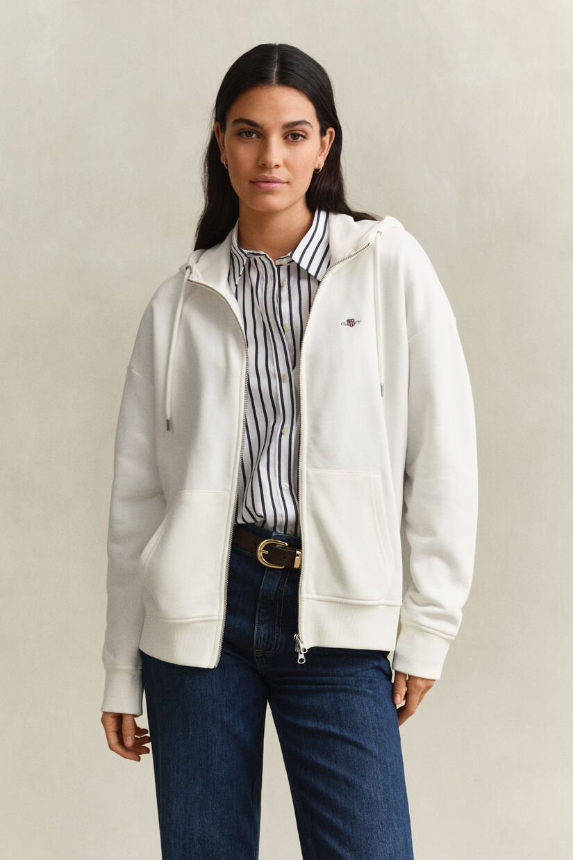 Sweat &agrave; capuche zipp&eacute; avec &eacute;cusson