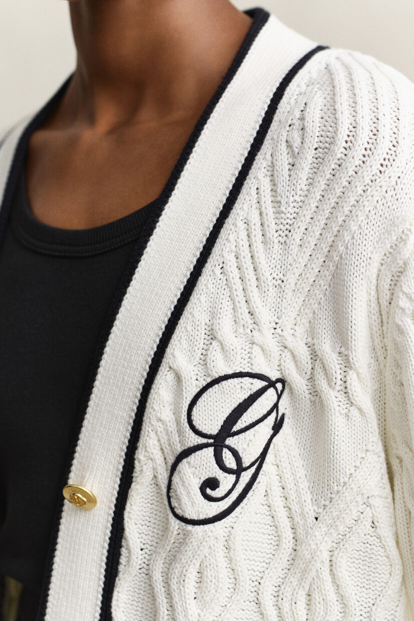 Cardigan Varsity de Gant en maille torsad&eacute;e