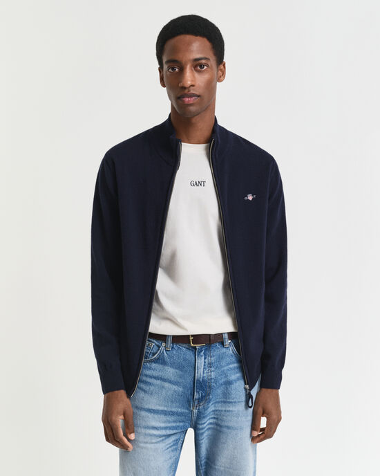 Cardigan zipp&eacute; en laine d'agneau ultra-fine