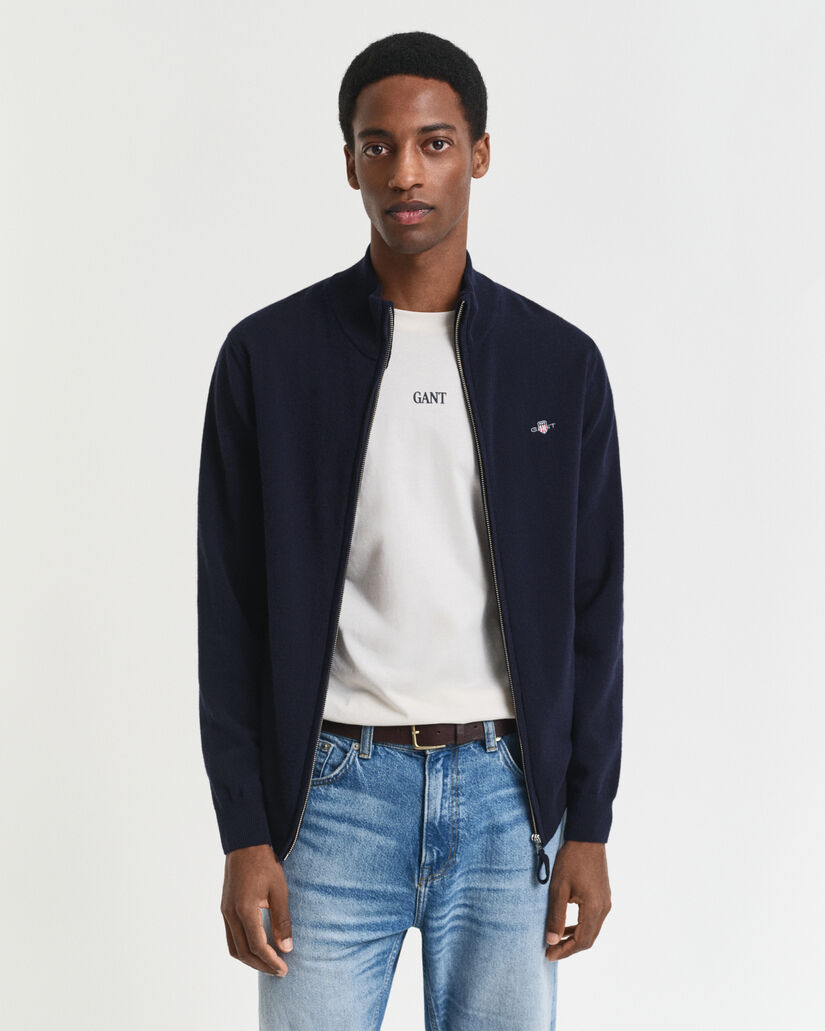 Cardigan zipp&eacute; en laine d'agneau ultra-fine