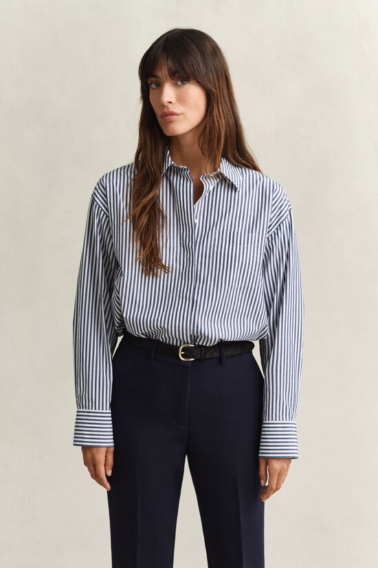 Chemise en popeline &agrave; rayures