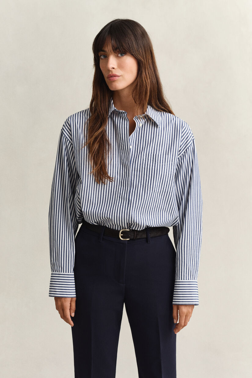 Chemise en popeline &agrave; rayures