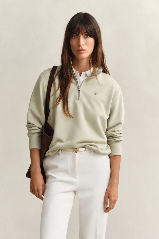 Sweat-shirt &agrave; demi-zip avec &eacute;cusson