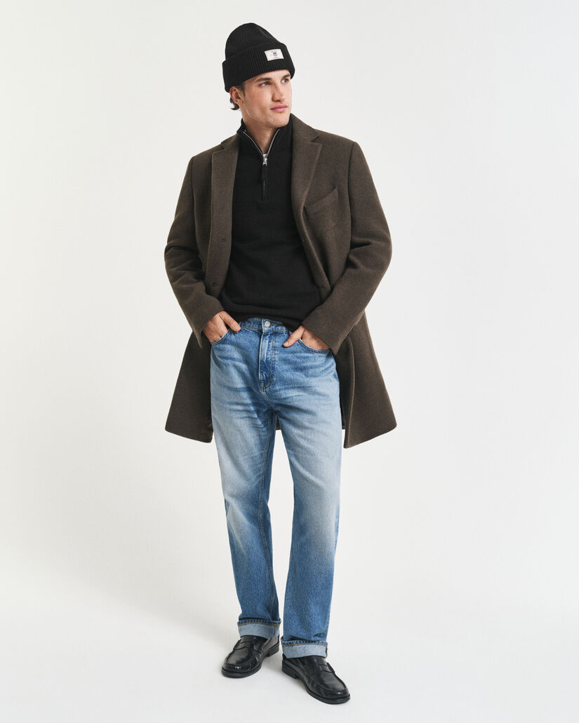 Pull &agrave; demi-zip en laine d'agneau ultra-fine