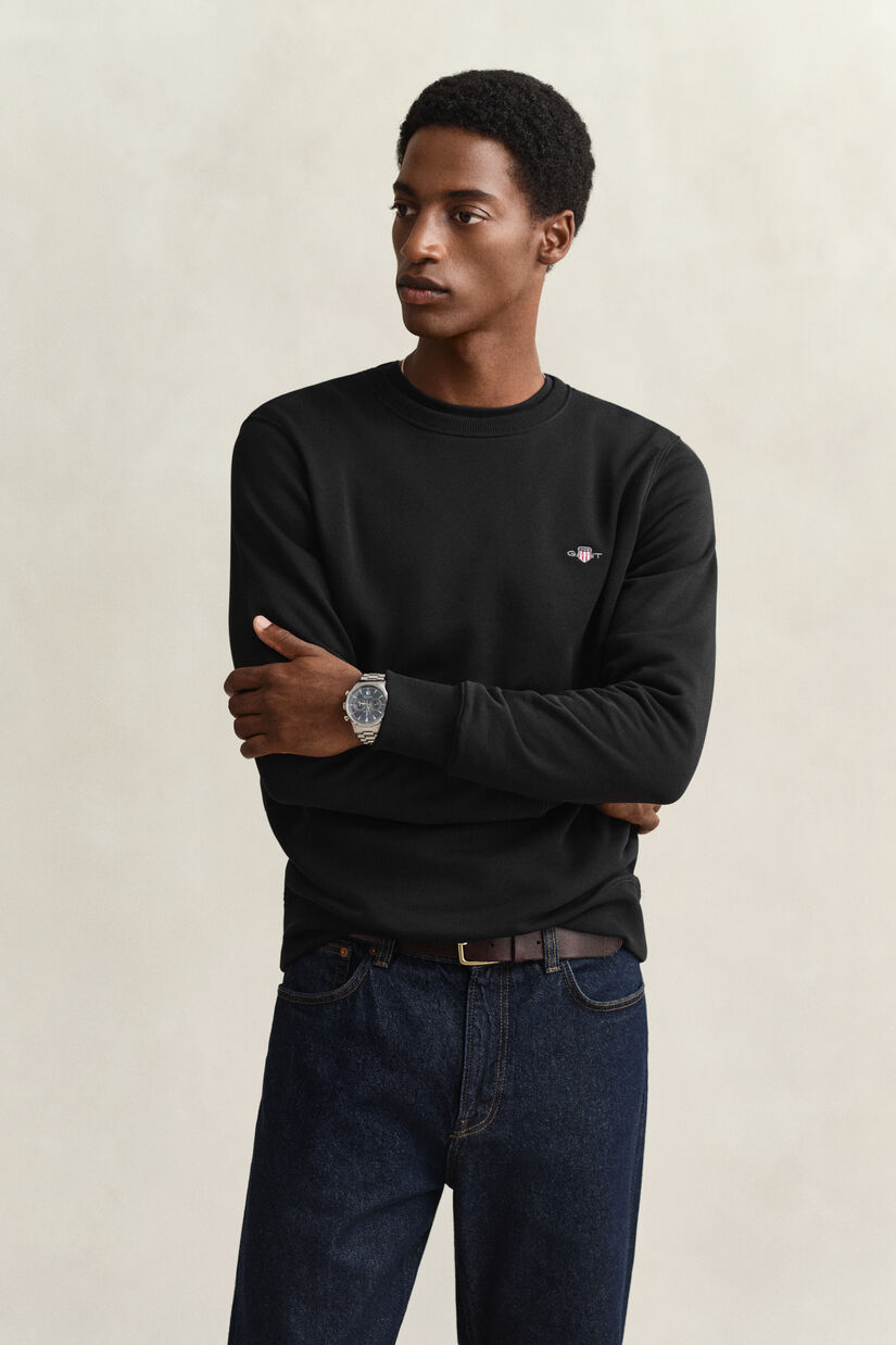 Sweat-shirt col rond avec &eacute;cusson