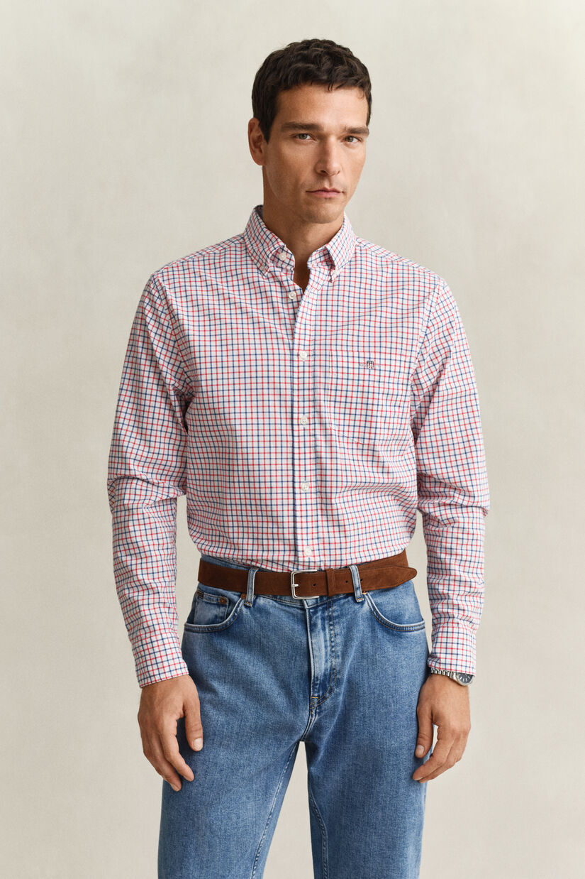 Chemise en popeline &agrave; carreaux classique