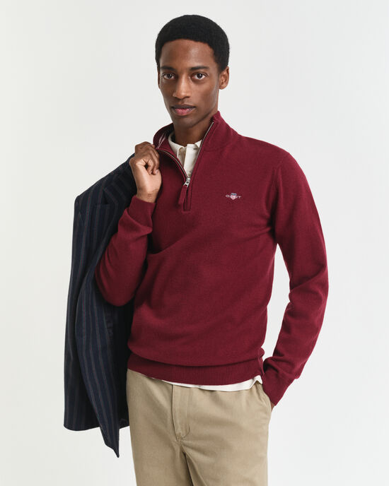 Pull &agrave; demi-zip en laine d'agneau ultra-fine