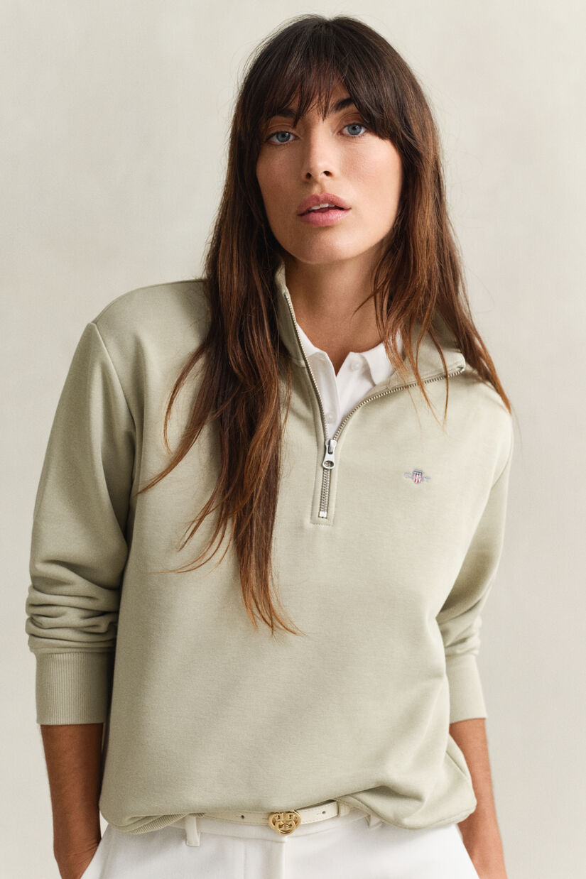 Sweat-shirt &agrave; demi-zip avec &eacute;cusson