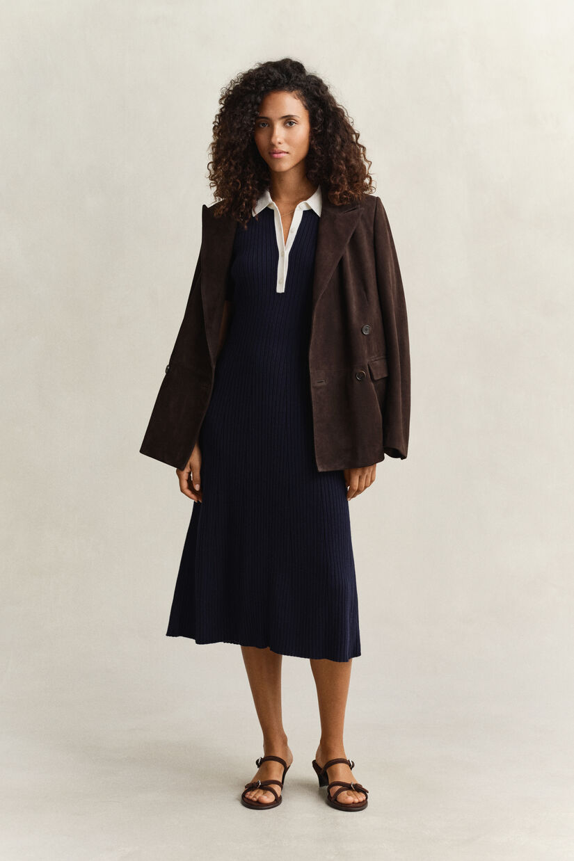 Robe polo en maille c&ocirc;tel&eacute;e